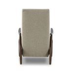 Rear view of Jarvis Recliner showing clean fabric back and exposed dark wood frame
