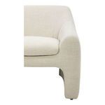 Close-up view of Kenzie Accent Chair armrest with textured beige fabric