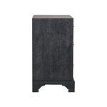 Side view of Beaufort Chest highlighting black Cerused Oak grain texture and flat side panel