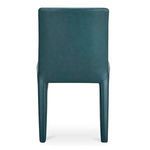Monte Dining Chair rear view showing fully upholstered back in smooth teal vegan leather