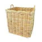 Larger basket shown from front with emphasis on weaving details and loop handles