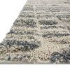 close-up side angle showing plush high-low pile texture and detailed edge of the rug