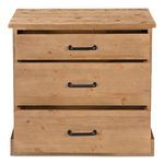 Front view of Tade nightstand with all drawers partially open