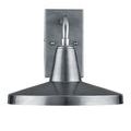 Front-centered view of sconce showing smooth surface of shade and mounting plate edges