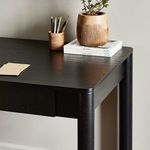 Back view of desk highlighting leg placement and under-desk panel