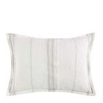 Rectangular gray and white striped pillow sham woven with cotton, linen, and cashmere blend