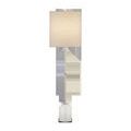 Tall Craquelle Table Lamp with clear crackled glass ball base, polished nickel stem, and beige fabric shade