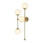 Armstrong 4 L Sconce illuminated against white background, showing warm light diffusion through globes