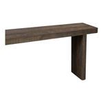 Monterey console table angled close-up showing thick tabletop and single side panel leg