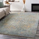 Product Image 3 for Normandy Hand-Knotted Wool Blue / Dusty Sage Rug - 2' x 3' from Surya
