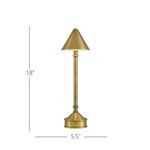 Matte brass finish cone lamp shade with visible circular top and brushed texture