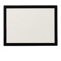 Flat lay of box lid showing consistent ivory surface with black trim