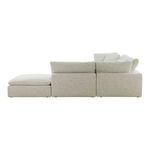 Back view of Clay Dream sectional showing clean, flat back panels and cushions set atop modular base