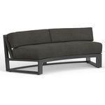 Redondo Curved Sofa with low back and brushed slate powder coated aluminum frame, dark gray cushions
