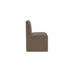 Side profile of Sally Dining Chair showing smooth fully upholstered side with channeling on backrest and seat