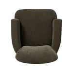 Top-down view of Camellia Swivel Chair seat and armrests revealing inner cushion curve.
