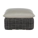 Side profile of ottoman with gray cushion giving alternate fabric color perspective