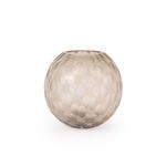 Round Mirriam Powder White Vase with multilayered translucent glass and subtle textured oval patterns
