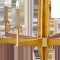 Close-up on two light arms showing textured Lucerne gold finish and candle style bulbs without shades