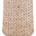 Close-up showing base braided water hyacinth texture with whitewashed finish and braided circular bottom edge