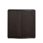 Front view of Theodore Short Console highlighting symmetrical ribbed door panels and curved bottom edge.