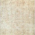Light beige and olive vintage style rug with subtle distressed patterns and soft machine-woven polyester pile