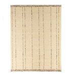 Handwoven wool-blend area rug in cream with thin vertical brown lines and textured finish