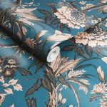 Rolled-up Perrow Wallpaper highlighting texture and patterned floral and bird details