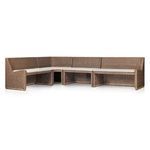 Primary angle of Senna Dining Banquette with rattan frame and linen-tone fabric cushions