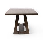 Close-up of joint detail where A-frame legs meet stretcher base on Silverton Dining Table