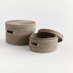 Product Image 2 for Burma Rattan Round Lidded Boxes, Set Of 2 from Napa Home And Garden