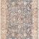 Machine-woven traditional runner rug in ink blue with floral motifs and cream border