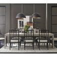 Coalesce Rectangular Dining Table in same room setting with black dining chairs replacing original light-colored chairs