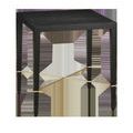 Black linen end table with subtle texture, square top and champagne-colored zig-zag stretchers between legs