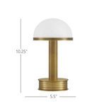 Promenade Cordless Table Lamp lit showing warm white light through smooth white glass dome shade