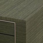 Close-up of textured deep olive grasscloth lacquer finish on Morris Desk surface