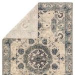 Hand-knotted wool rug with vintage medallion design in blue and light gray hues