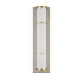 Unlit Blaine Wall Sconce with clear visibility of white milky glass and polished brass rings