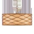 Front view highlighting the symmetrical rattan lattice pattern on the pendant shade