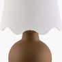 Stella Dimiuta brown accent table lamp with round ceramic base and white scalloped fabric shade
