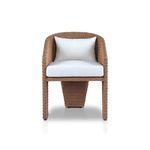 Bottom front view showing black glides under the angled wicker chair legs