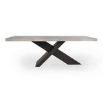 Durant Dining Table from a side angle showing the thickness of the concrete top and crossbeam structure