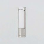 Matte cloud glass shade with triangular shape and brushed metal mount viewed straight on with diffused lighting