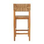 Rear view showing full woven backrest texture and wooden frame