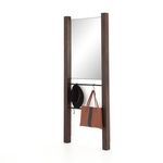 Beldon Entry Mirror styled with black hat and brown tote bag hanging on the hooks