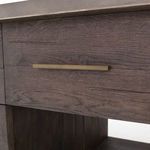 Side view of the smaller pull-out wooden table integrated underneath the Ian Kitchen Island