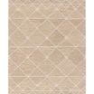 Tan wool rug with ivory Moroccan-inspired trellis pattern and tasseled edges, 18 by 18 inches