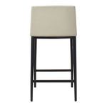 Baron stool rear view showing smooth cream leather back and black leg structure