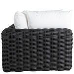 Front angled view with cushions placed inside weave frame