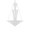 Front elevated view showing ceiling mount plate in white matching the chandelier